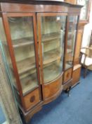 EDWARDIAN MAHOGANY & INLAID BOWFRONT DISPLAY CABINET, 174 (h) x 114cms (w) Provenance: private