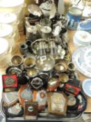 ASSORTED METALWARE, including trophies, vintage sporting binoculars, etc.