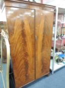 FLAME MAHOGANY BACHELOR'S WARDROBE, 183 (h) x 105cms (w)