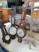 VICTORIAN WALNUT WHEEL BAROMETER by Lockwood of Preston, two Victorian oak cased aneroid barometers,