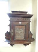 LOW COUNTRIES OAK & BRASS PANELLED WALL CABINET, late 19th century, 74 (h) x 64cms (w) Provenance: