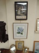 ASSORTED PAINTINGS, including watercolour - botanical study of lilac blossom, gouache - Indian
