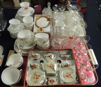 QUANTITY OF STAFFORDSHIRE TEAWARE & ASSORTED GLASSWARE etc. (2 trays) Provenance: private collection