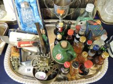ASSORTED DRINKS CABINET CONTENTS, including whisky and liqueur miniatures, novelty nutcracker,