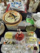 VARIOUS ORNAMENTS, including boxed lead crystal, Coalport cottages, Royal Doulton 'Vivienne'