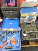 ELECTRIC BENCH GRINDER, Powerdrive masonry cutters, cast alloy letter box, and portable DVD player