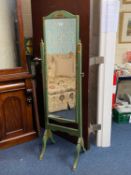 CHINOISERIE GREEN LACQUERED CHEVAL MIRROR