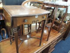 LATE VICTORIAN MAHOGANY DROP-LEAF WORKTABLE, 68 (h) x 48cms (w) and a Victorian mahogany window