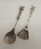 TWO DUTCH WHITE METAL SOUVENIR SPOONS Provenance: private collection Cheshire
