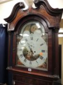 EARLY 19TH CENTURY MAHOGANY LONGCASE CLOCK by J. Heywood of Northwich, eight-day movement, painted