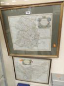 ROBERT MORDEN HAND-COLOURED MAP OF SHROPSHIRE, 36 x 42.5cms, and County Palatine of Chester hand-