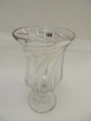 VICTORIAN GLASS GOBLET SHAPED CELERY VASE, with swirling body, 26cms (h)