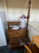 ASSORTED FURNITURE, comprising oak chest of drawers, eastern carved wooden coffee table, carved