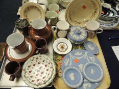 QUANTITY OF TABLEWARE, including Wedgwood Jasperware, etc. (2 trays) Provenance: private