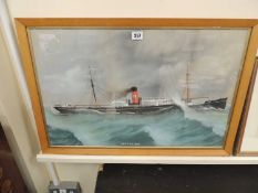 MARITIME SCHOOL gouache - Late Victorian ship portrait titled 'The Nort (sic) Flint', 42 x 65cms