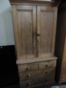 VICTORIAN PINE CABINET ON CHEST, 193 (h) x 96 (w) x 45cms (d)