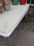 METAL FRAMED GARDEN DINING TABLE, 173 x 98cms Provenance: East Cheshire Country House