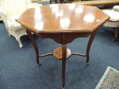 EDWARDIAN MAHOGANY & BOXWOOD LINE INLAID OCTAGONAL WINDOW TABLE, 72cms (h) Provenance: private