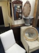 FURNITURE PARCEL, comprising Edwardian upholstered tub chair, Victorian upholstered nursing chair,