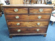 EARLY 19H CENTURY MAHOGANY CHEST OF DRAWERS, 91 (h) x 109cms (w)