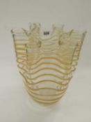 DECORATIVE GLASS & YELLOW LATTICINO GLASS LILY VASE, 31cms (h) Provenance: private collection