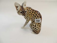 NYMPHENBURG / THEODOR KÄRNER PORCELAIN MODEL of a Sitzender Serval
