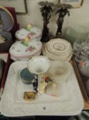 ASSORTED DECORATIVE CERAMICS, including pair of modern exotic candlestick holders, Spode tureen