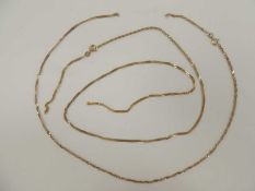 TWO 9CT GOLD CHAIN NECKLACES, 7.4g Provenance: private collection Cheshire Comments: both damaged