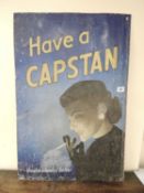 VINTAGE CAPSTAN CIGARETTES ADVERTISING SIGN, 75 x 49.5cms Provenance: private collection Cheshire