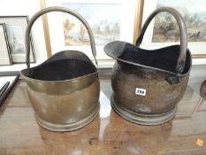 VICTORIAN HELMET-SHAPED COPPER COAL SCUTTLE, and a further coal scuttle (2) Provenance: private