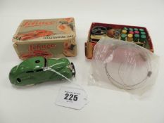 SCHUCO 3000 TELESTEERING CAR, boxed, with coloured wooden bollards, steering wheel, cable, and key