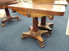 WILLIAM IV ROSEWOOD FOLDING PEDESTAL TEA TABLE c. 1830, 92cms (w) Provenance: private collection