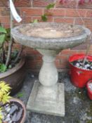 RECONSTITUTED STONE PEDESTAL BIRD BATH, 72cms (h) Provenance: private collection Cheshire