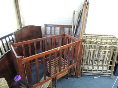 HEAL'S MAHOGANY SINGLE BED, Heal's oak slatted double bed, oak single bed, mahogany cot, mahogany