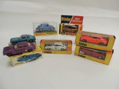 TWO DINKY FORD CAPRIS (165), Dinky Mini Clubman, three Corgi Capris, and Dinky Volkswagen, all boxed
