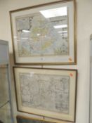 CHRISTOPHER SAXTON HAND-COLOURED MAP OF MONTGOMERYSHIRE, 40 x 51cms, and JOHN SPEEDE map of