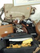 ASSORTED VINTAGE CAMERAS, and a fashionable Brakeburn canvas satchel, etc.