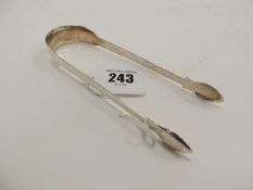 PAIR OF GEORGE III SILVER FIDDLE PATTERN SUGAR TONGS, Peter & William Bateman, London 1806, 33g
