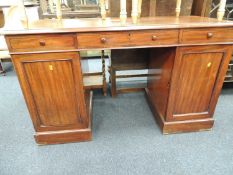 VICTORIAN MAHOGANY TWIN-PEDESTAL DESK, 82 (h) x 137 (w) x 61cms (d) Provenance: private collection