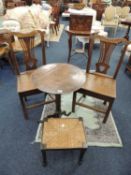 PAIR OF PROVINCIAL OAK SLAT BACK SIDE CHAIRS, with heart-shaped hold splat, along with an oak
