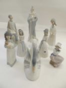 EIGHT LLADRÓ TYPE SPANISH PORCELAIN FIGURES