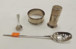 GEORGIAN SILVER MOTE SPOON, maker I.T., Tiffany & Co. sterling silver pepper pot, 5cms (h), silver