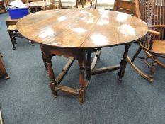 18TH CENTURY OAK GATELEG TABLE, well patinated top, 120cms (w) Provenance: private collection Conwy