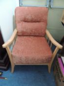 MODERN BEECH FRAMED & UPHOLSTERED ARMCHAIR Provenance: private collection Wrexham