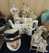 GROUP OF ORNAMENTAL CERAMICS, including Royal Doulton Beefeater character jug Provenance: private