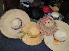 QUANTITY OF LADIES HATS, bonnets, and two sombreros, etc.