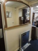 MODERN GILT FRAMED BEVEL GLASS OVERMANTEL MIRROR, in the Victorian style, 92 x 140cms, and a