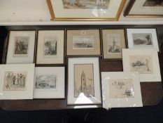 FRAMED ENGRAVINGS & CARD-MOUNTED PUNCH CARTOONS (10)