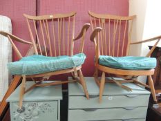 PAIR OF ERCOL BEECH COTTAGE ARMCHAIRS Provenance: private collection Cheshire