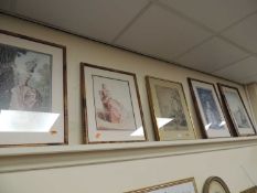 FRAMED FASHION PRINTS & AN ENGRAVING (5)